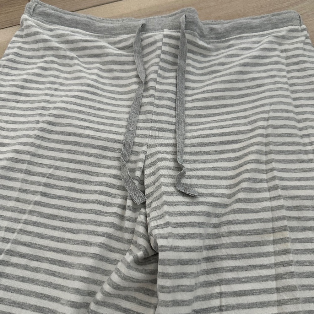 Cozy Lightweight White and Light Gray Striped Pajama Pants
